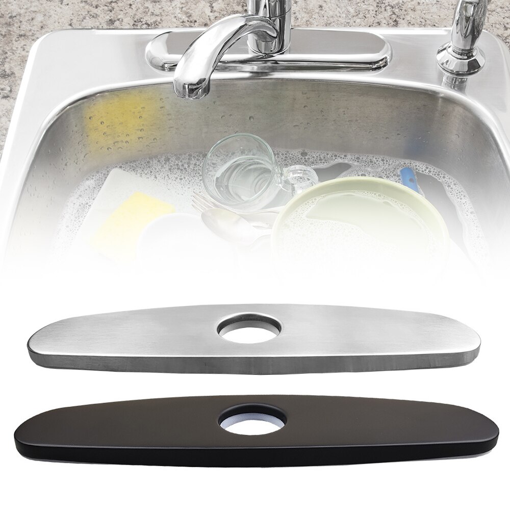 Zilverzwarte 10 inch afdekplaat badkamer keuken wastafel kraan gat afdekking dekplaat 1 gat keukenkraan afdekplaat