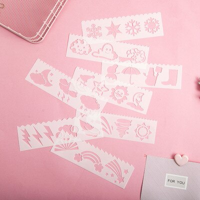 rulers template stencils for diy scrapbooking painting Weather number kawaii accessories stationery: The weather