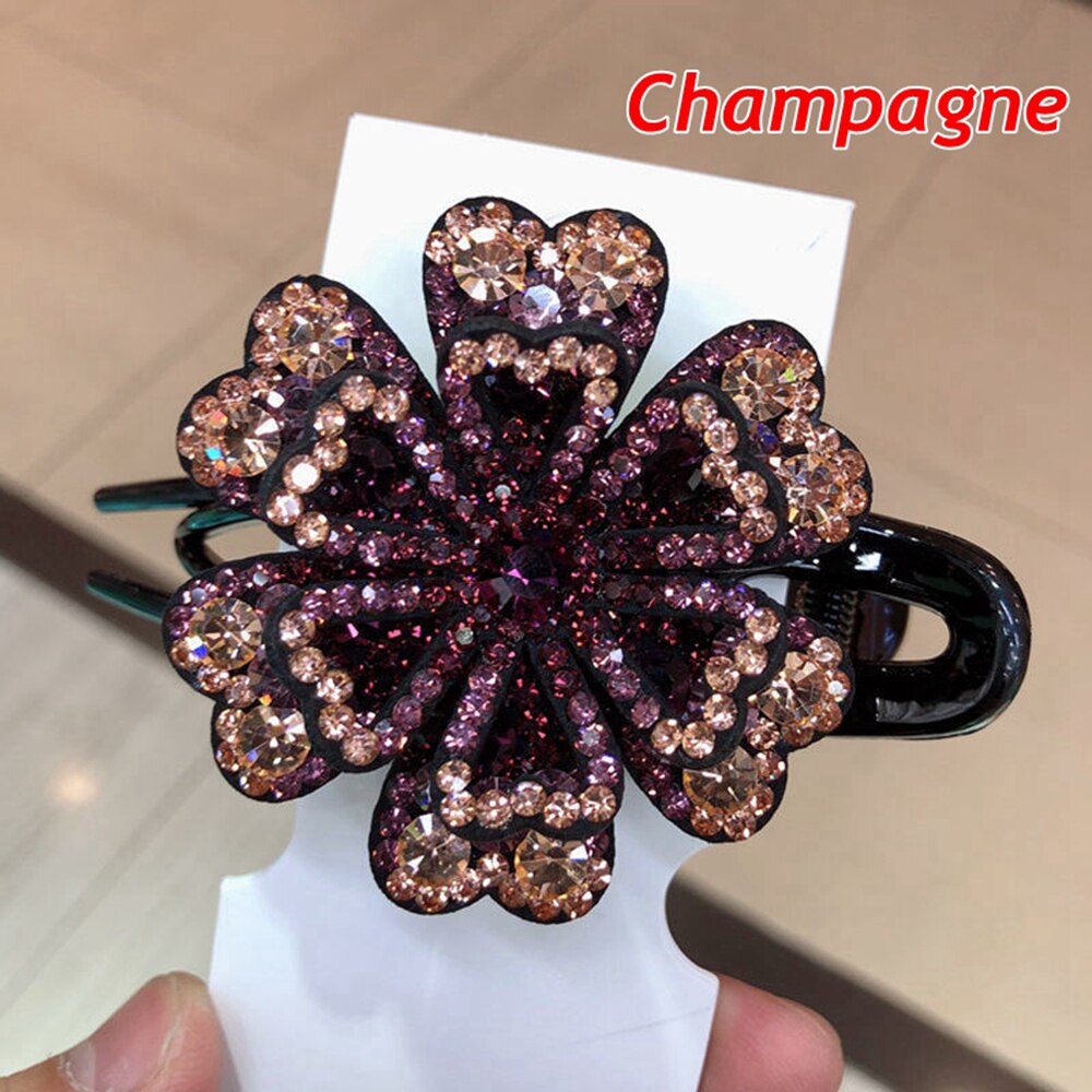 Épingle à cheveux en cristal pour femmes, pince à cheveux en forme de bec de canard avec strass, bijoux de coiffure pour filles, outils de coiffure,: Champagne