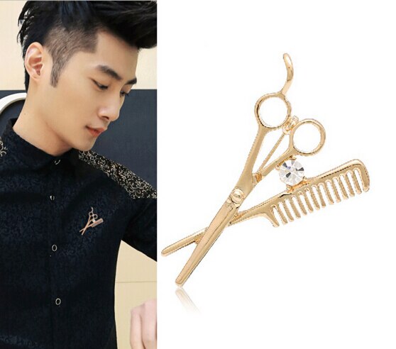 trend mode accessoires kapper schaar broche broche herenkleding en accessoires Harajuku