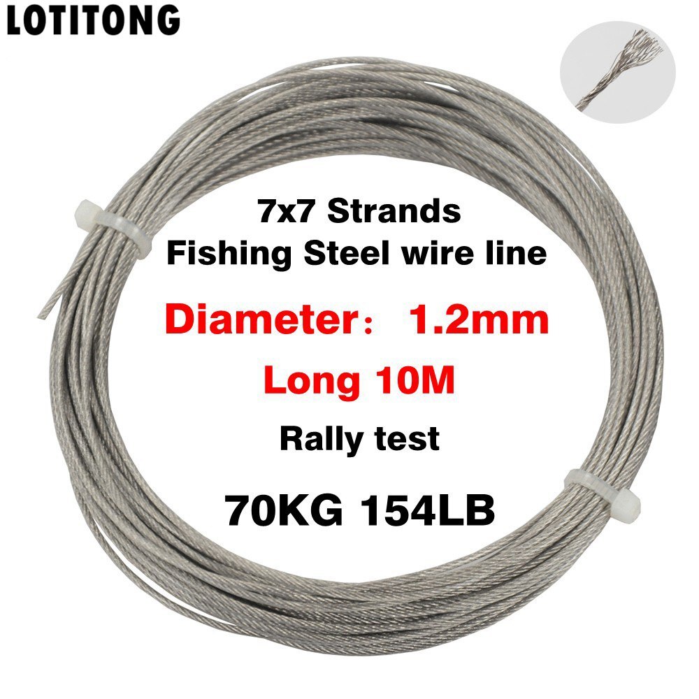 10M 70LB-368LB fishing steel wire line 7x7 strands Trace Coating Wire Leader Coating Jigging Wire Lead Fish Jigging Line 0.8-2mm: 154lb 1.2mm 10 Meter
