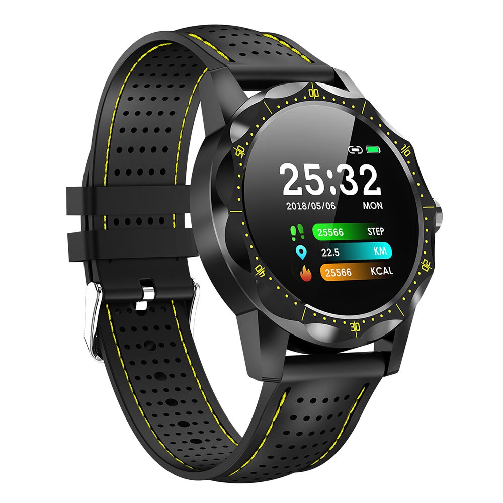 Homme Sport FitnessTracker Bluetooth Smartwatch hommes rappel d'appel numérique montre pour IOS Android 1.3 pouces écran Relogio Inteligente: yellow03-89