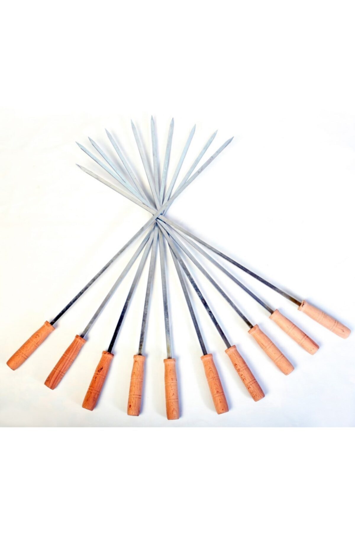 Wooden-sleeved English shish kebab skewers for chicken lamb vegetable stainless skewers ideal for barbecue 10 PCS 60 cm x 7 mm
