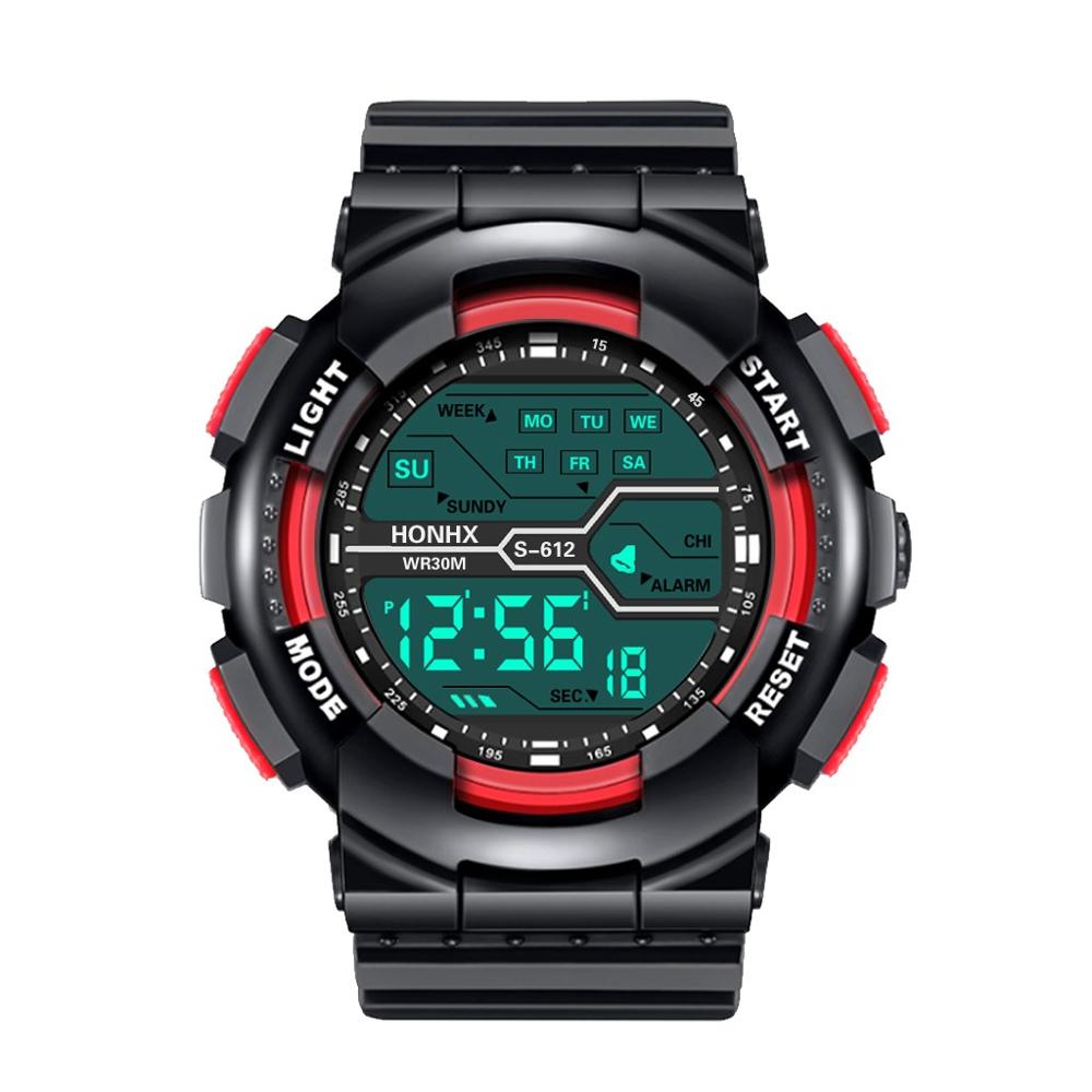 Herreur deluxe digital led smart date sport herre drenge udendørs business boutique elektronisk ur часы мужские: Vandmelon rød