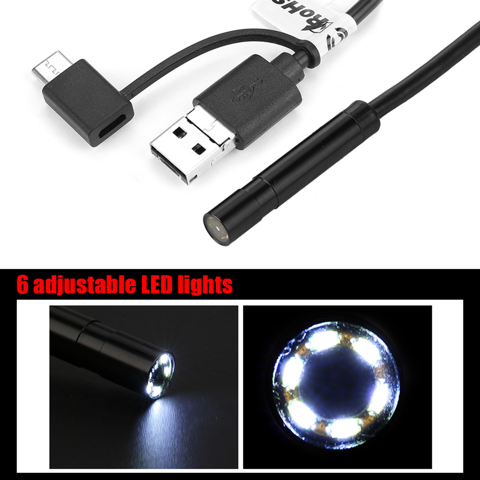 Endoscope USB de 15 mètres, Endoscope à 60 degrés avec caméra étanche de 2 mégapixels pour les tuyaux, outil d'inspection de voiture, remise