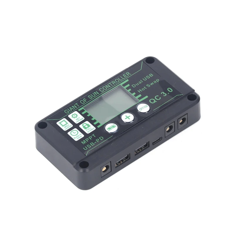 Controlador MPPT de carga Solar 100A 80A 60A 30A 10A, regulador de carga de Panel Solar de 12V/24V/50V con USB Dual con pantalla automática