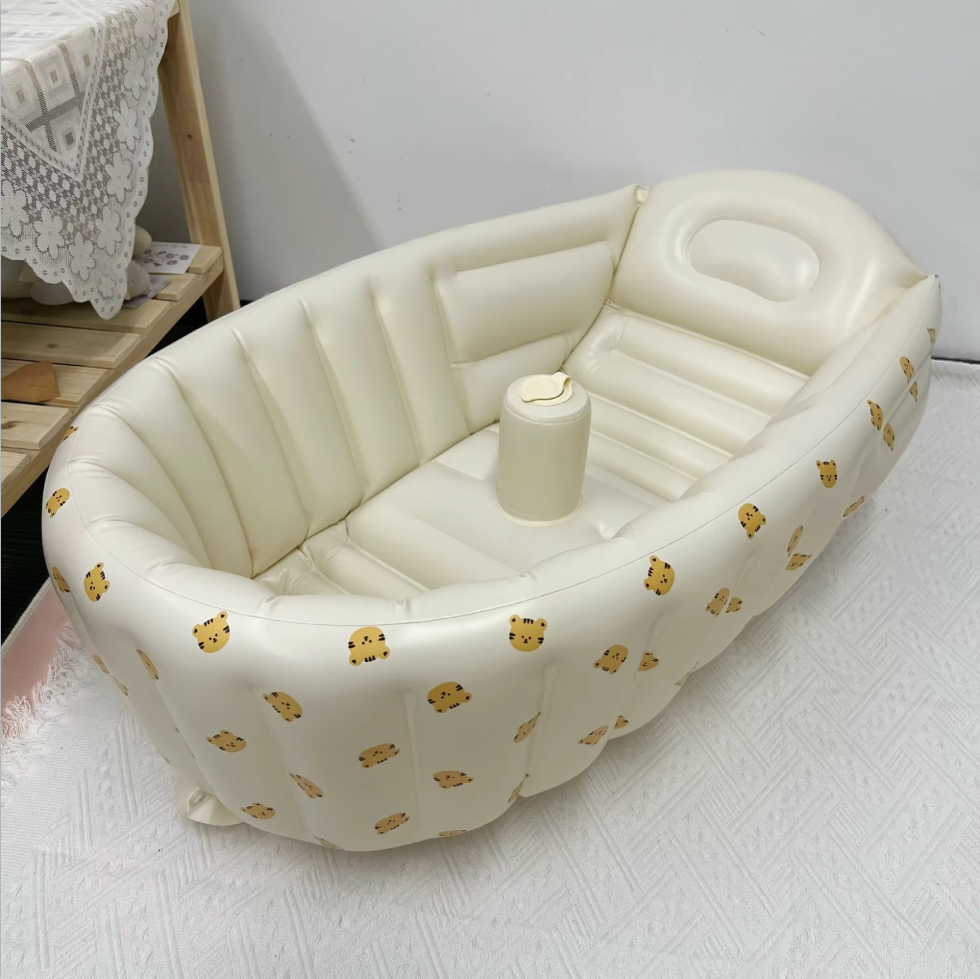 aufblasbare Babybadewanne, tragbarer Pool für Kinder, Heimbad, aufblasbare PVC-Babybadewanne: Orange