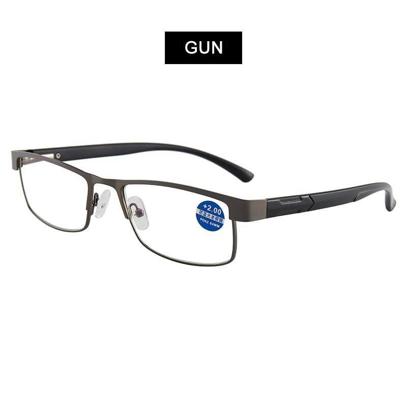 Gafas de lectura de acero inoxidable para hombre, gafas para presbicia de negocios, gafas antiluz azul + 1,0 1,5 2,0 2,5 3 3,5 4,0: Blanco / +100