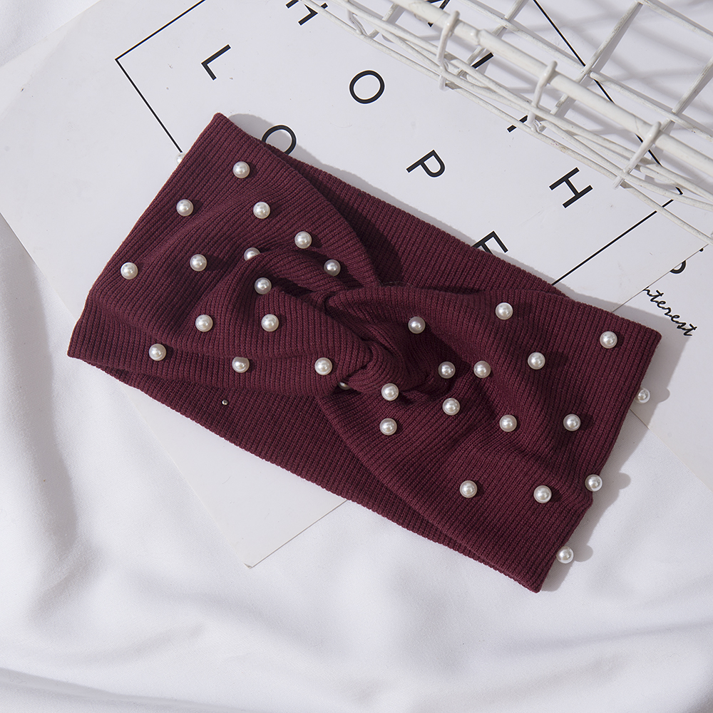 Bandeaux élastiques avec nœud pour femmes, bandeaux avec perles, turban, bandana, coiffure chaude, accessoires pour cheveux, sauna, automne, hiver: Lavande