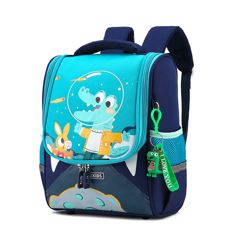 Schulranzen mit Karikatur-motiven für freundlicher, kindergartenrucksäcke, leichter, hochwertiger schulrucksack für jungen und mädchen: cyan