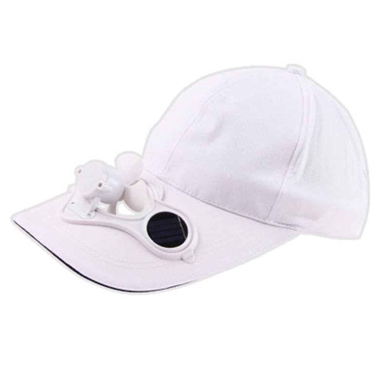 Witte op zonne-energie werkende ventilator zomersport buitenhoed pet met zonne-energie koelventilator fietsen klimmen kleine airconditioning: Default Title