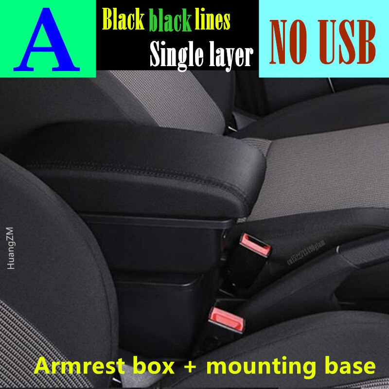 Accoudoir de voiture avec Interface USB, boîte de rangement de contenu en magasin Central pour Opel et Adam: A2 black line No USB