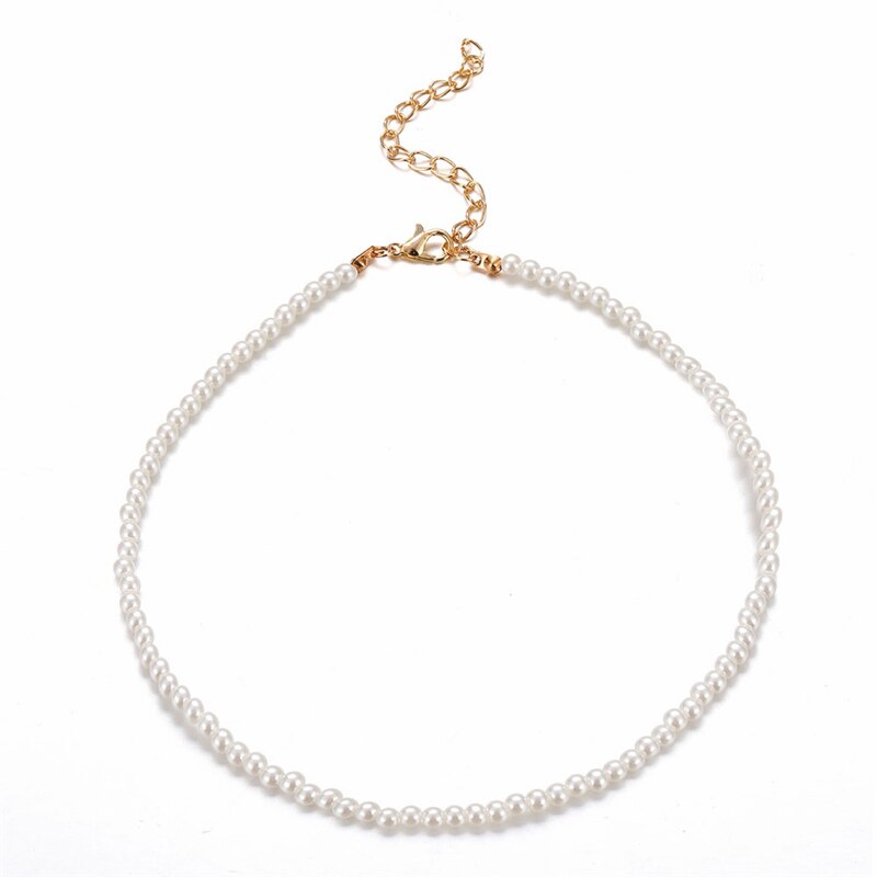 Hvid perle blomst choker halskæder til kvinder hjerte sommerfugl halskæde krystal kort kæde smykker bryllup: 1558a