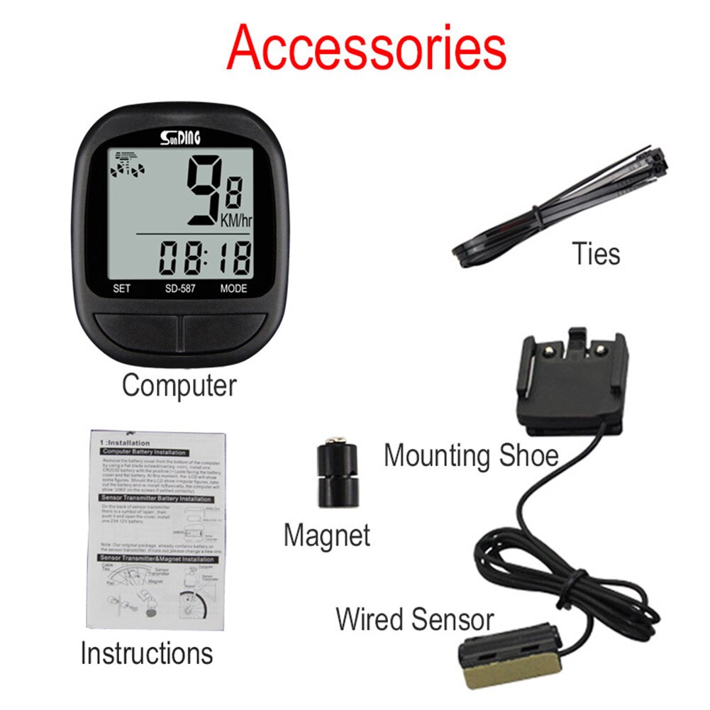 LCD Display Digital Wireless Speed Meter Cycling Speedometer Bike Computer With Waterproof Bicycle Odometer Speedometer Cycling