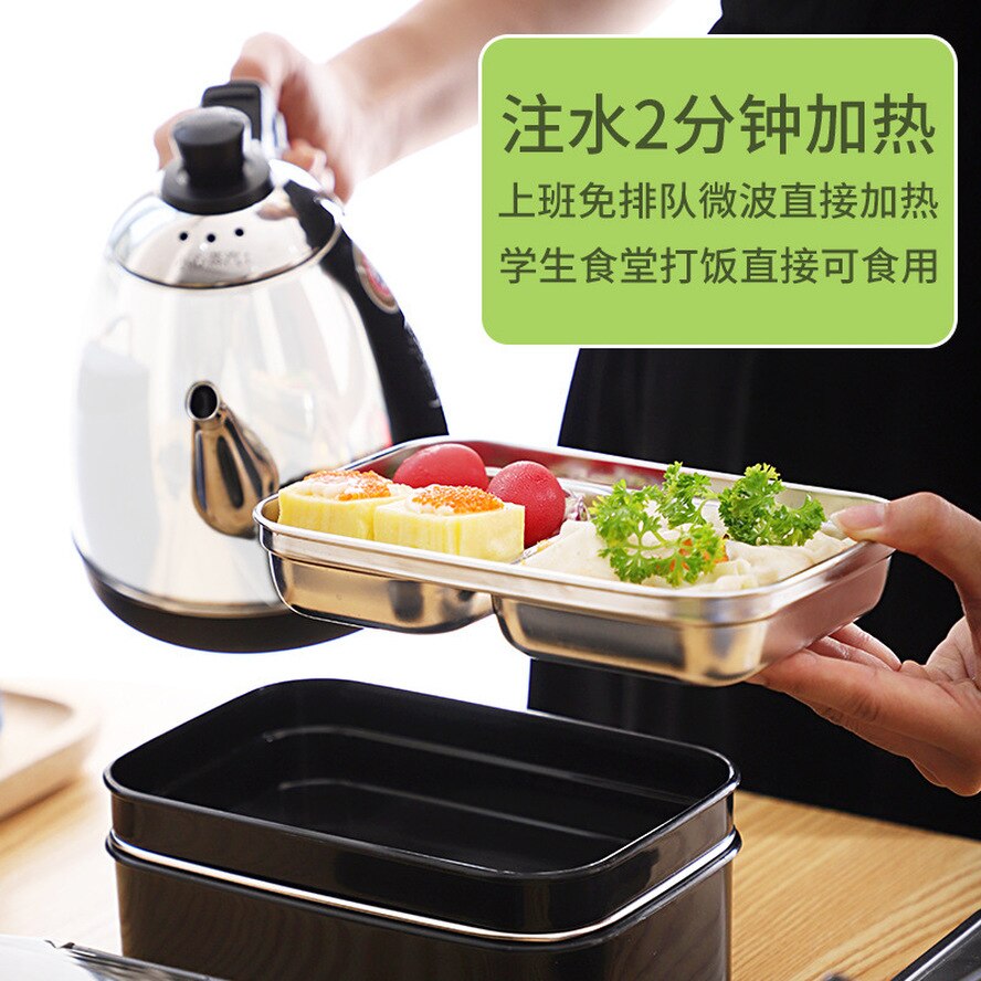 Japanese Lunch Box With Compartment 2 layer 304 Stainless Steel Bento Box For Kids Office Food Container Leak-proof Food Box