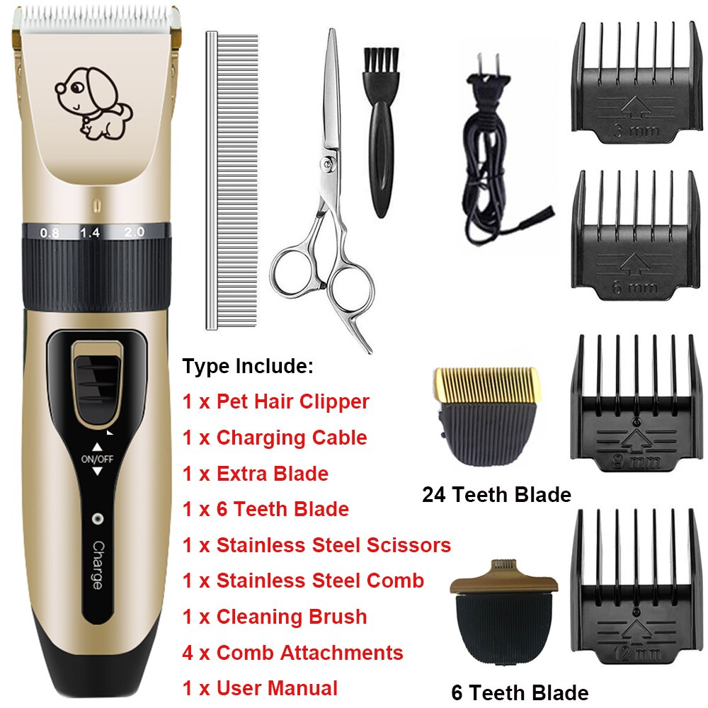 Dog Hair Trimmer Pet Hair Remover Cutter Grooming Cat Electrical Pet Clipper Rechargeable Low-Noise Pets Hair Cut Machine: TAPE B