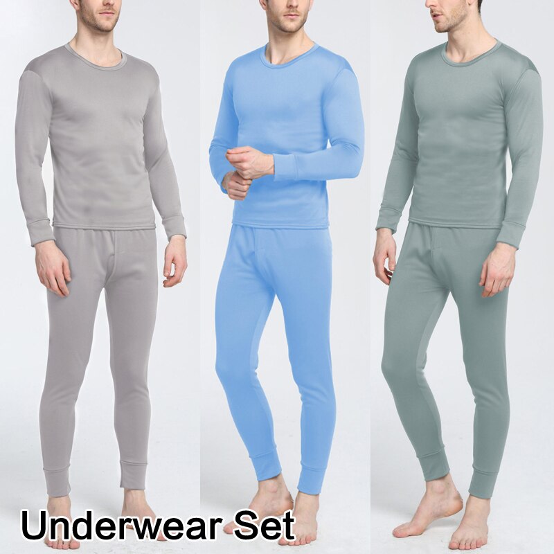 Men's Winter Thermal Underwear Suit Circular Collar Solid Color comfortable Warm Long Sleeve Clothing Set for Male Female