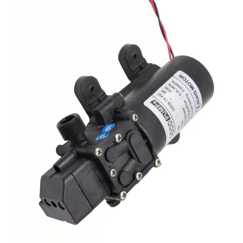 Pompe à Membrane 12V 130PSI 6L/min - Auto-amorçante, Avec Pressostat, Pour Jardin, Camping, Nettoyage, Eau Chaude Jusqu'à 100°C