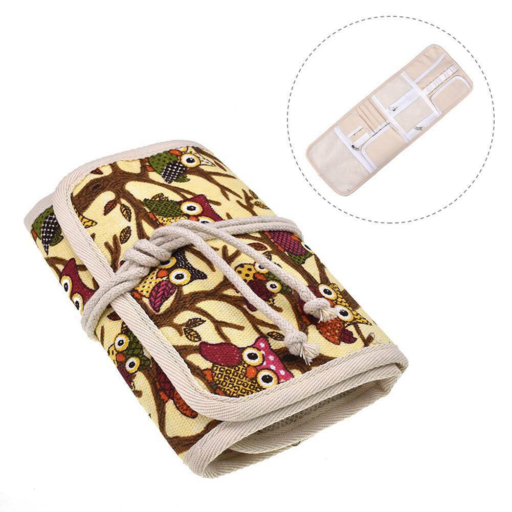 Caja de ganchillo de búho para Porta agujas, organizador de almacenamiento, rollo de bolsa, accesorios de punto para el hogar