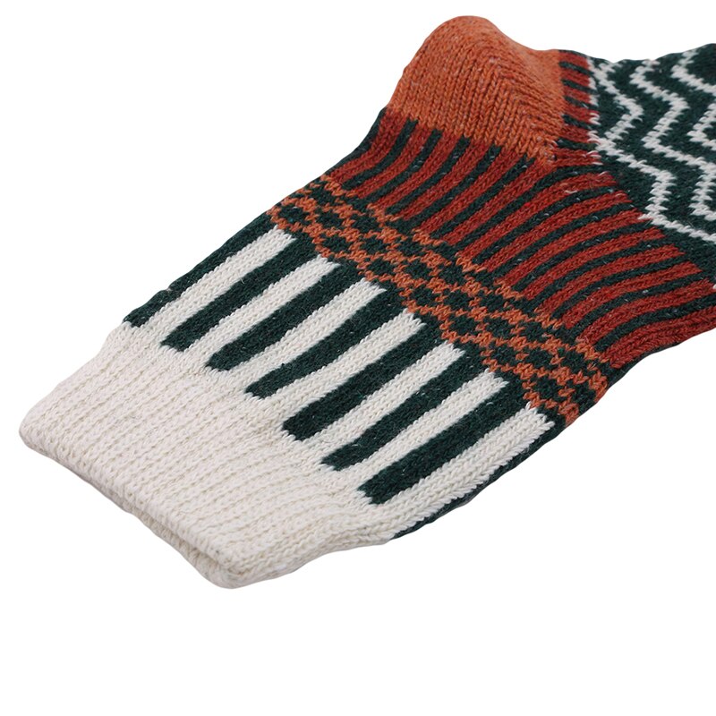 Kontrastfargesokker vinter 5 par etnisk stil kvinners geometriske mønster vintage tykkere varme harajuku skateboardstrømper