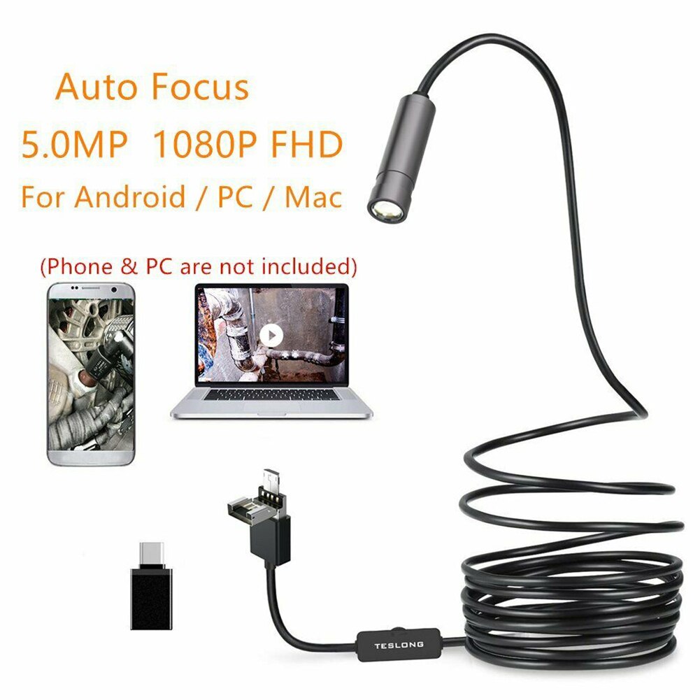 NTC140 Inspektion Kamera Endoskop HD Objektiv 5,0 MP Autofokus Auto Reparatur Wasserdicht Industrielle IP67 5m Kabel USB Endoskop