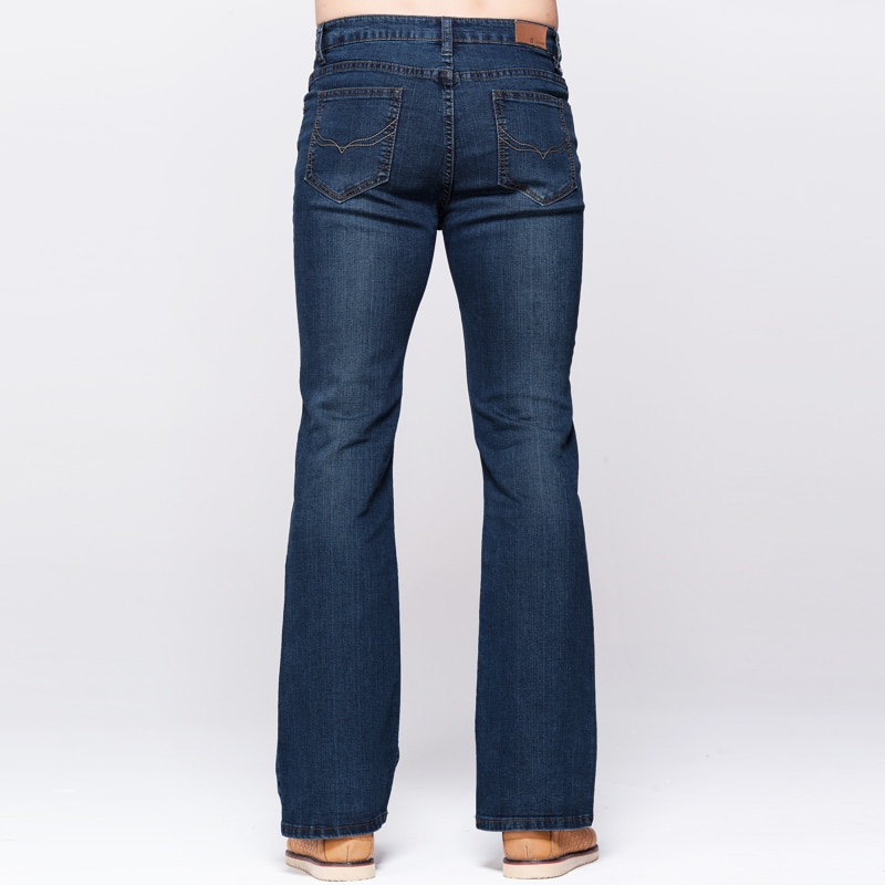 Grg heren slim boot cut jeans klassieke stretch denim licht uitlopende diepblauwe jeans stretchbroek