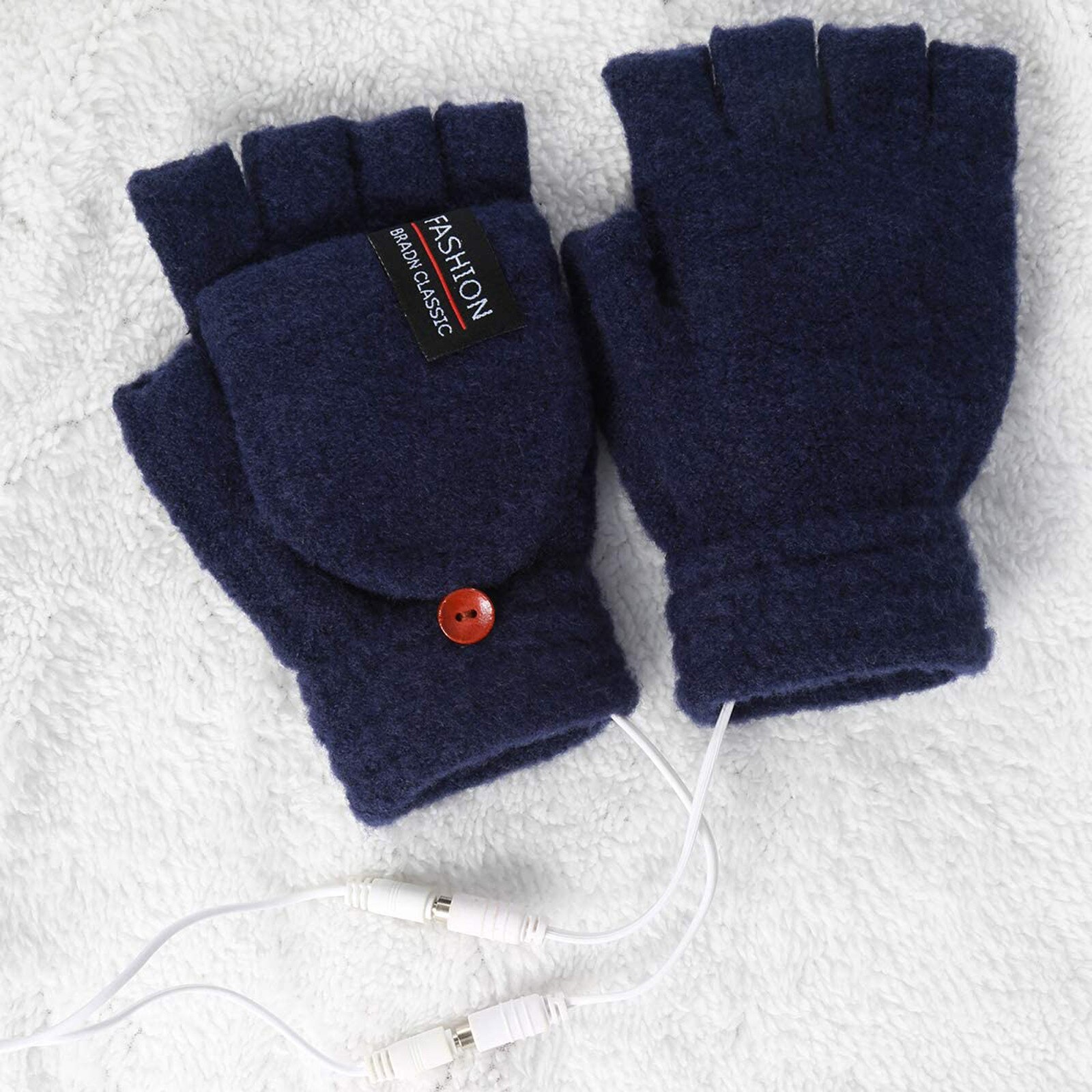 Guantes de invierno para ordenador portátil para hombre y mujer, guantes calefactables con USB, de punto cálido, para invierno