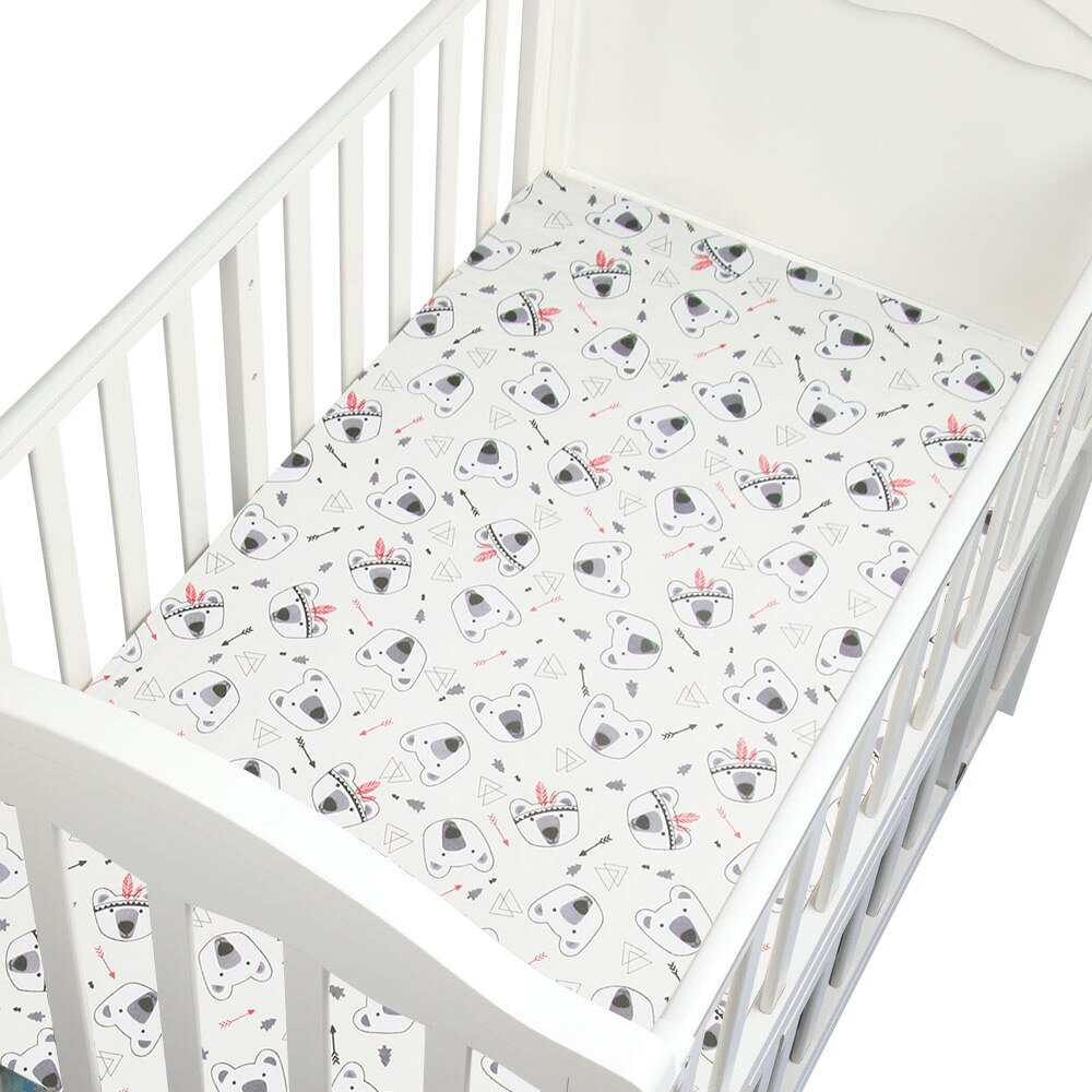 Baby säng lakan 1 st 130 x 70 x 22cm 5 mönster baby spjälsäng lakan 100%  bomull svart och vit baby lakan stil för pojkar flickor: Björn