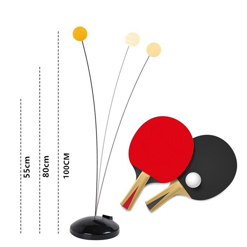 Elastiskt skaft för bordtennistränare, portabelt bordtennisset med racket och 2 träningsbollar för självträning/fritidsdekompres: 100cm