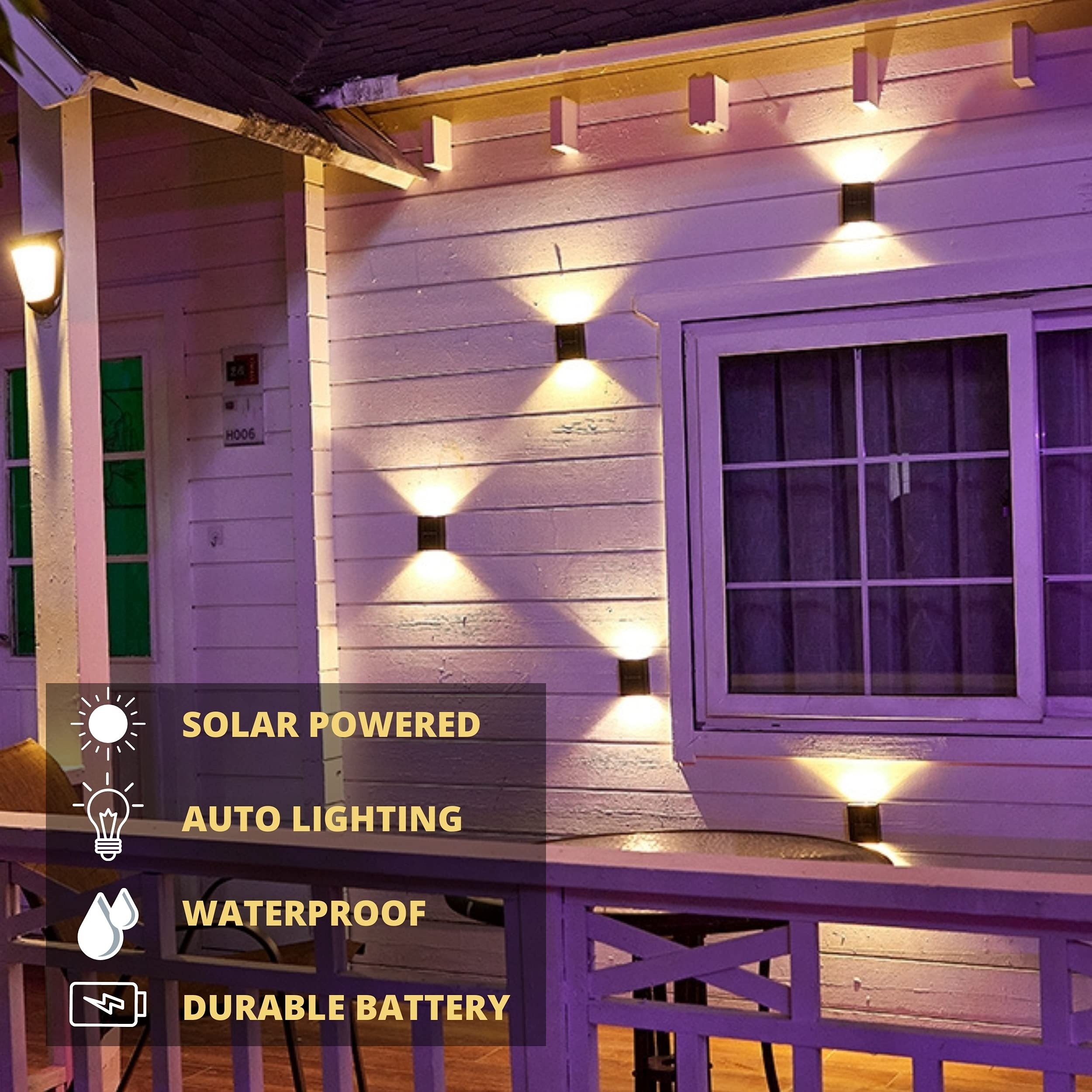 1–8 Stück Solar-Wandleuchte, wasserdichte Solar-Zaunlampe, obere und untere Wandleuchten, verwendet für Garten, Zaun, Hof, Veranda, Gehwegbeleuchtung