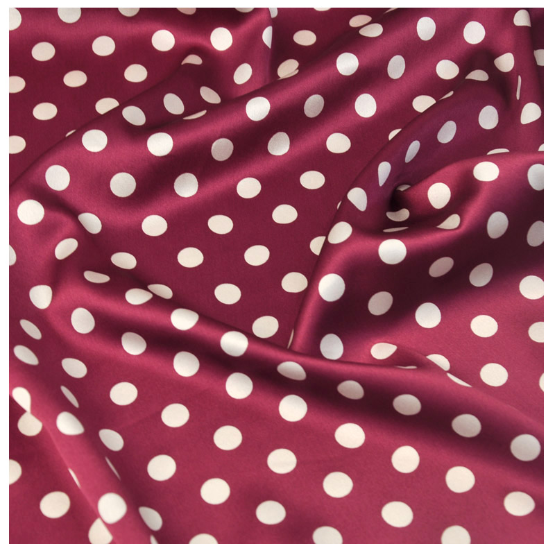 Bred 42.5 "høj kvalitet polka dot silke stretch satin stof skjorte kjole materiale