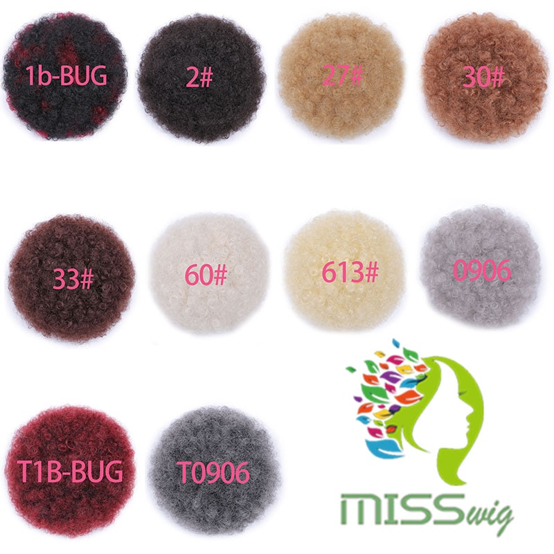 Miss paryk kort krøllet hestehale snoretræk høj puf klip i hårforlængelser syntetisk afrikansk amerikansk afro frisure