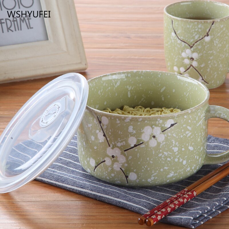 Keramische Instant Noodle Cup Met Deksel Huishoudelijke Grote Capaciteit Soep Cup Bento Box Student Bento Box Instant Noodle Isolatie Kom