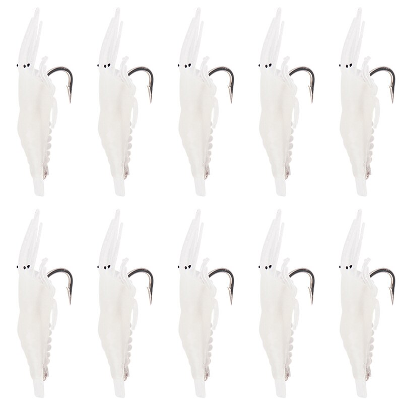 luminoso Gambero silicone artificiale esca simulazione morbido gambero con ganci carpa traballante per pesca affrontare/adescare/Accessori mare: 10pezzi  Luminous