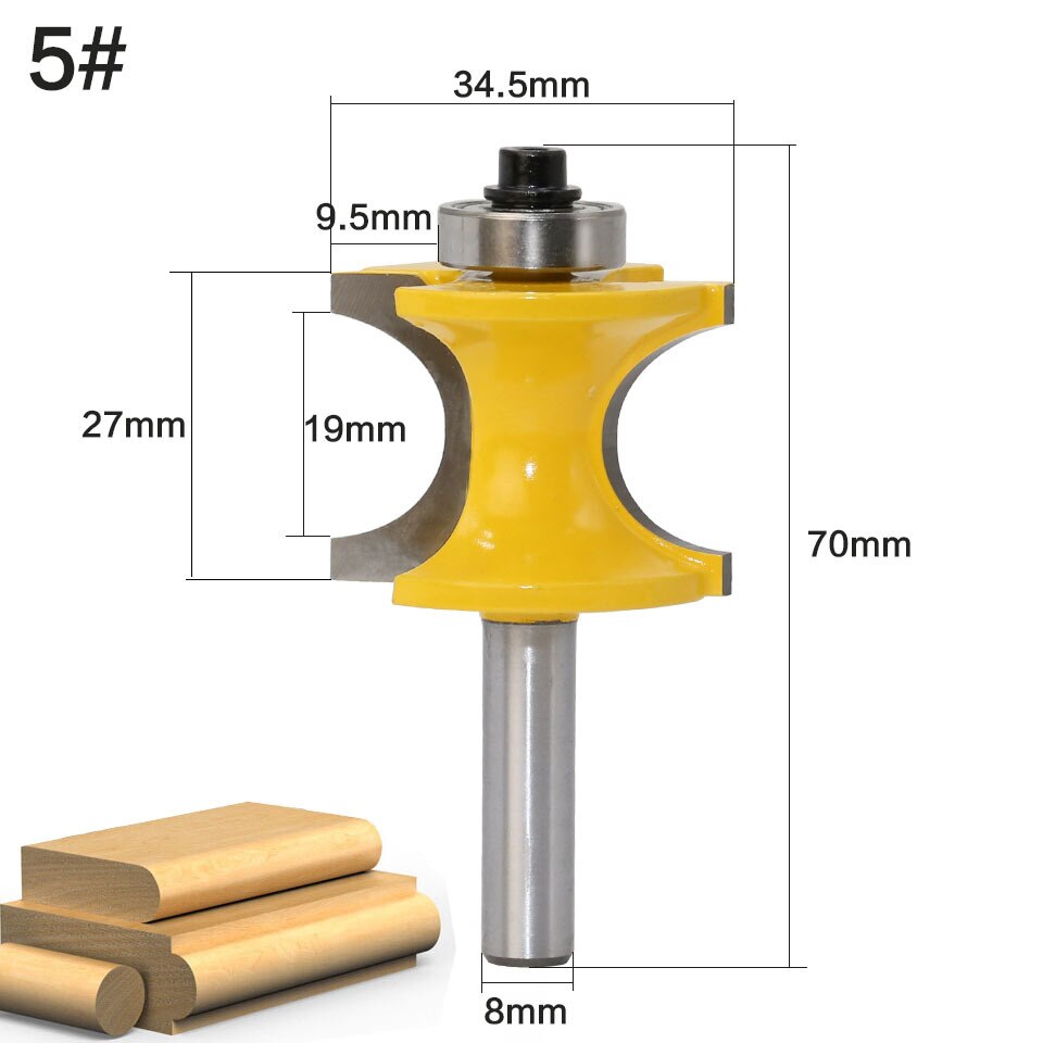 1pc 8mm skaft fræser træudskæring bullnose fræser bit sæt  c3 hårdmetal spids konkav radius fræsere træbearbejdning