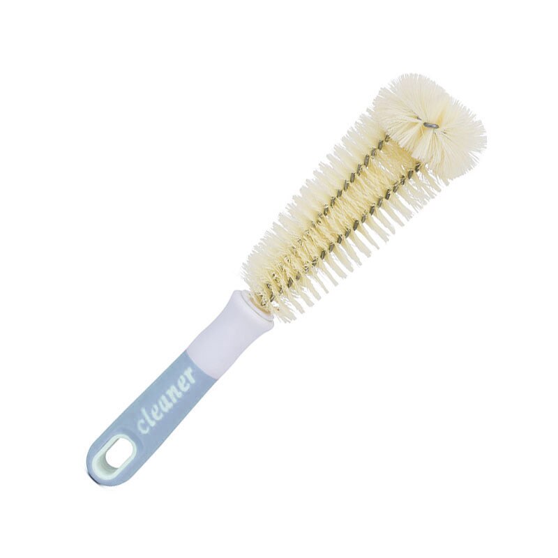 Glass Cleaning Brush Long Handle L-shaped Cup Brush Wineglass Bottle Coffe Tea Glass Cup Cleaning Brush Kitchen Cleaning Tool: Short blue