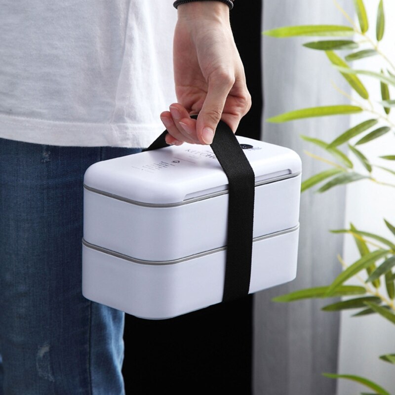 Draagbare Dubbele-Layer Verzegelde Lunchbox Duurzaam Bento Case Container Opslag Vet-Verminderde Ontbijt Hoge School Kantoor