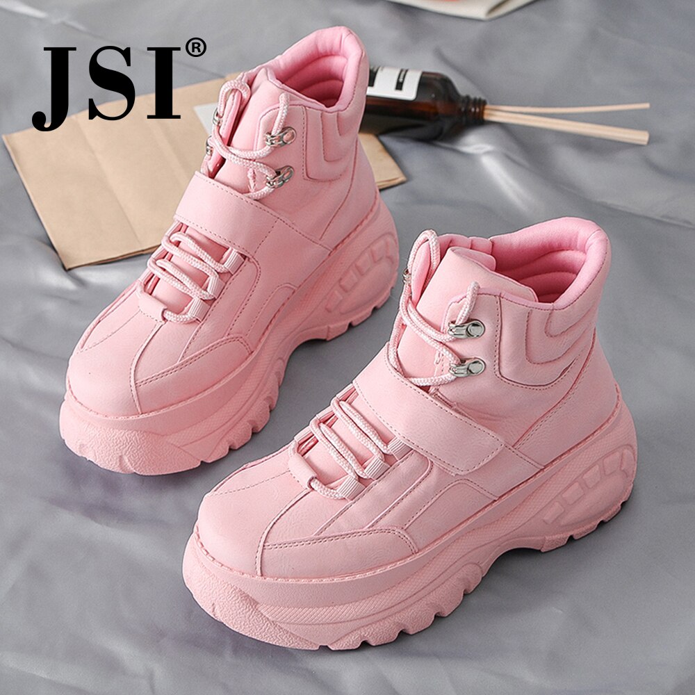 Round Toe Lace Up Platform Sneakers