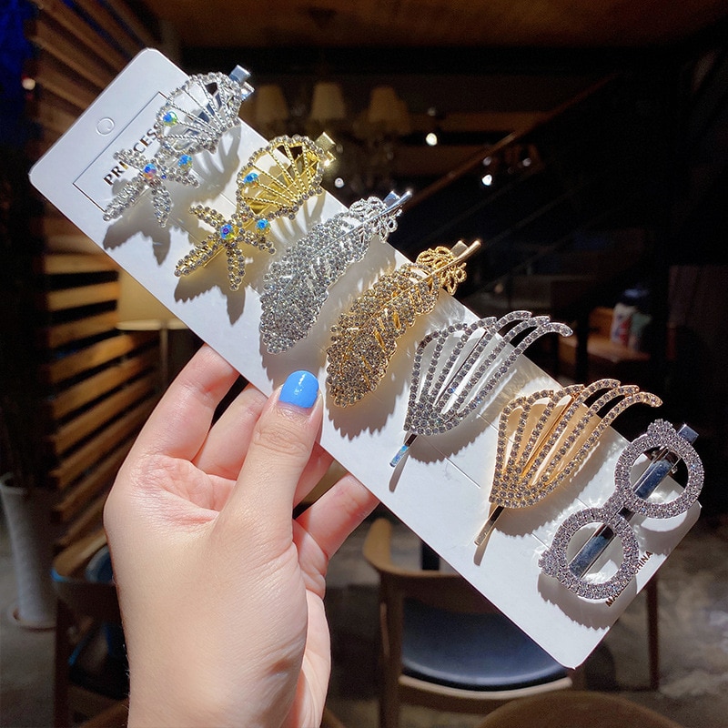 Luxe kristallen haarspelden vintage legering geometrische pony clips gouden haarspeld bruiloft haar sieraden accessoires minnaar ins hoofddeksels