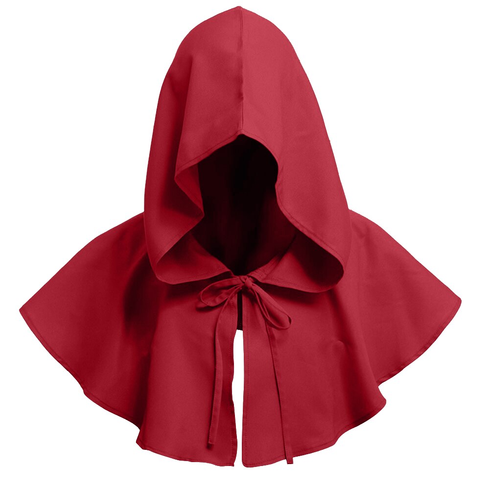 Moyen âge capuche corde Cape sorcière médiévale déguisement d'halloween accessoires de Cosplay jeu délicat Halloween événement: Wine Red