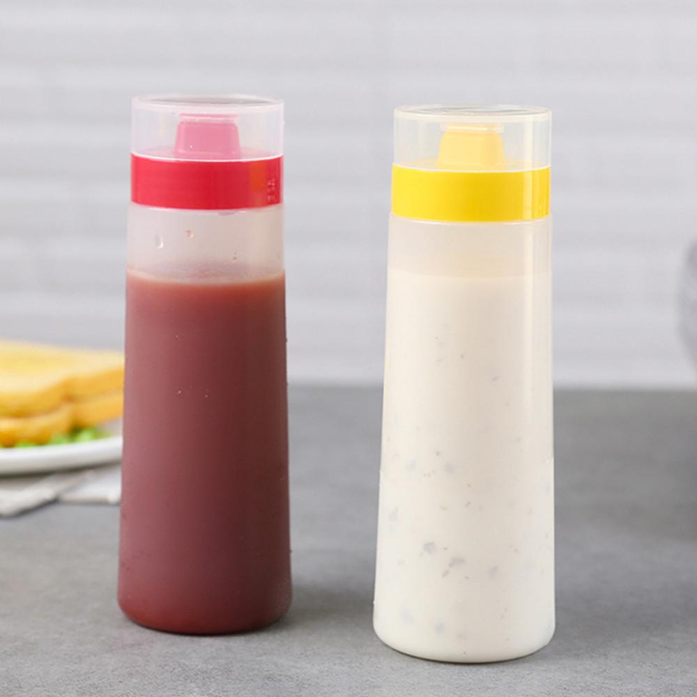 Bouteille de Condiment PE à 4 trous | Bouteille à presser en PE avec capuchon transparent pour Ketchup huile de moutarde, Mayo Castor outils de table