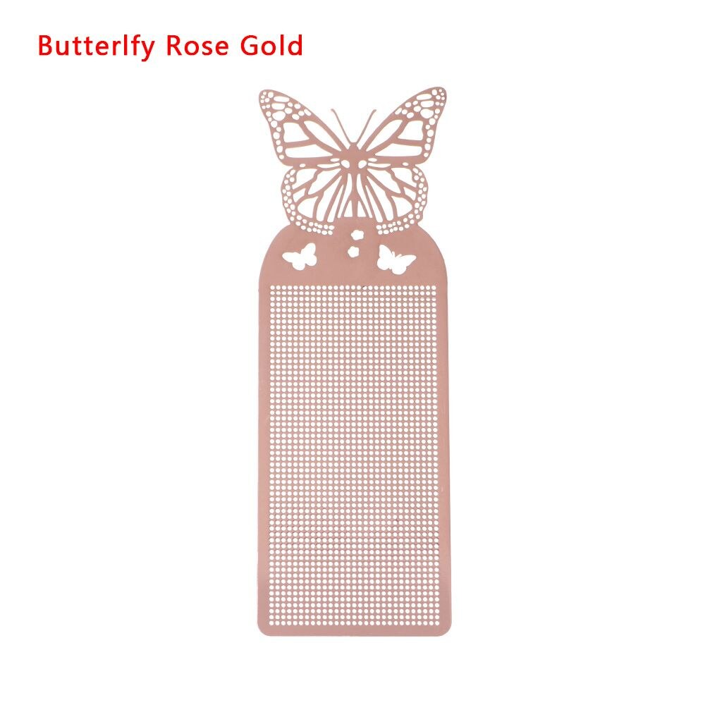 DIY Craft Cross Stitch Bookmark Cute Butterfly Owl Metal Silver Golden Needlework Embroidery Counted Cross-Stitching Kit: Butterlfy Rose Gold