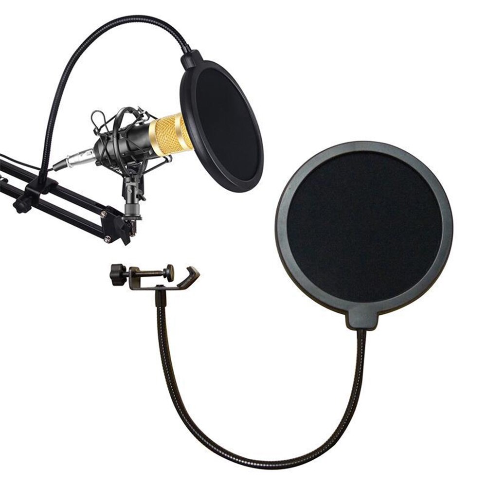 Dubbele Laag Voorruit Studio Microfoon Flexibele Wind Screen Mask Mic Pop Filter Bilaag Shield Spreken Recording Accessoires