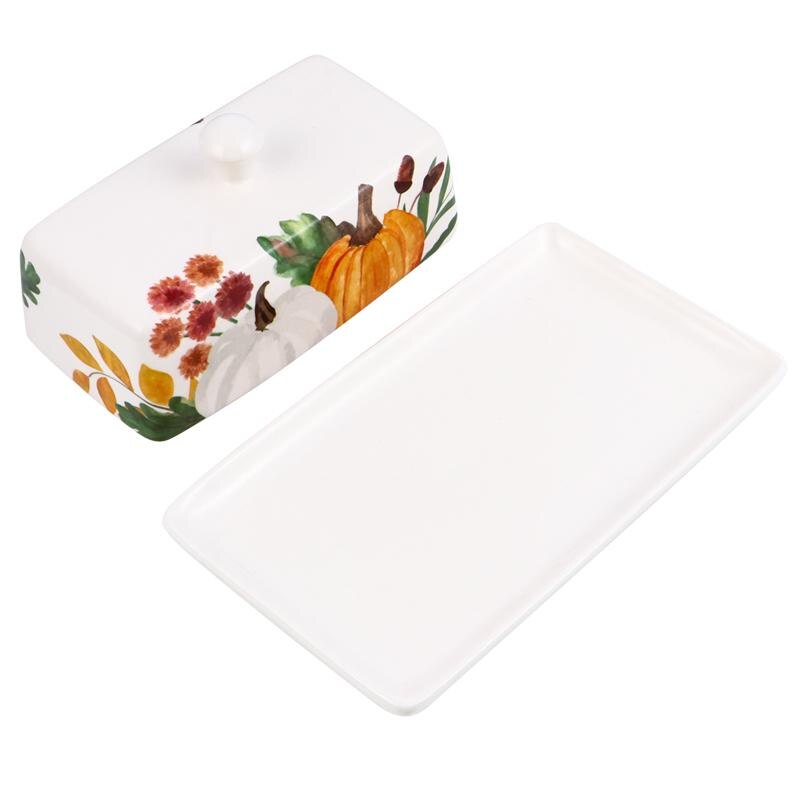 1 Pc Food Container Butter Plate With Lid Kitchen Tableware Cheese Dish Ceramic Butter Box With Lid Butter Dish Cheese Box