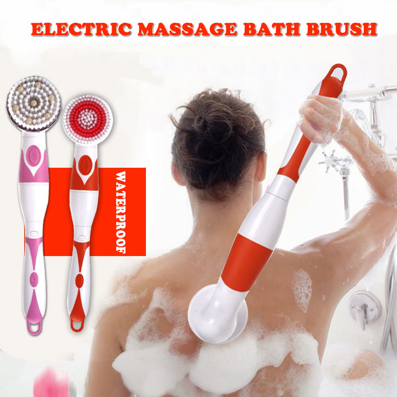 4- i -1 elektrisk badebørste langt håndtag vandtæt kropsrensningsbørste massage hjemme brusebad rent spa-system sundhedsvæsen