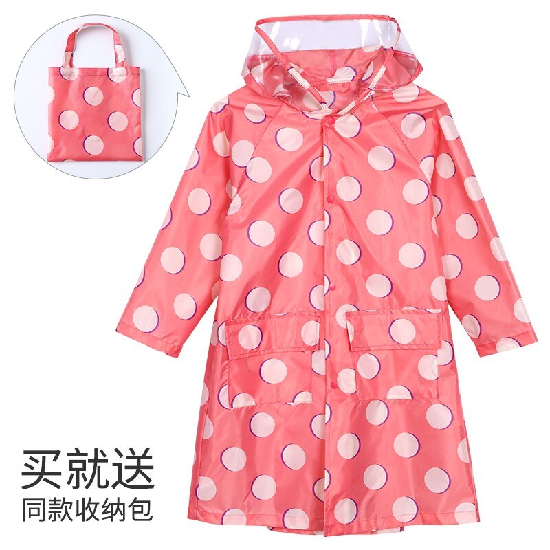 Chubasquero de para niños, mochila impermeable para caminar, mochila escolar para estudiantes, guardería, fácil, aleros: Pink Dots / M