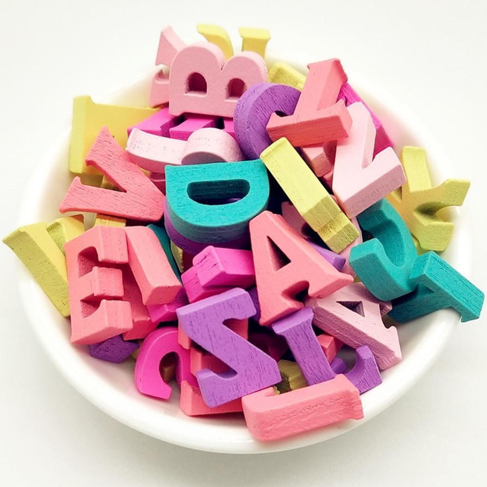 100Pcs Houten Letters Gemengd Thuis Blok Diy Numbers Woord Handgemaakte Alfabet Decoratie Party 15Mm Multi-Gekleurde craft