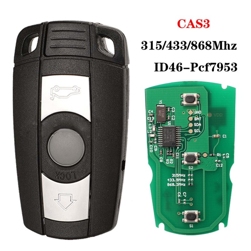 315/433/868Mhz Auto Afstandsbediening Toetsen Compatibel Met 1/3/5/7 Serie CAS3 X5 x6 Z4 Emergency Reserve Sleutels