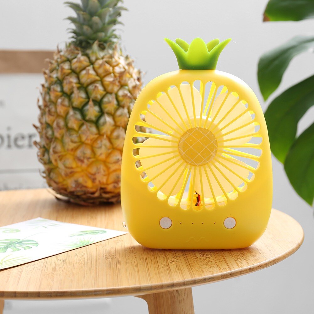 USB Rechargeable Fan Portable Mini Handheld Handy Fan Cartoon Pineapple Fans 3 Wind Modes USB Air Cooling Fan For Summer