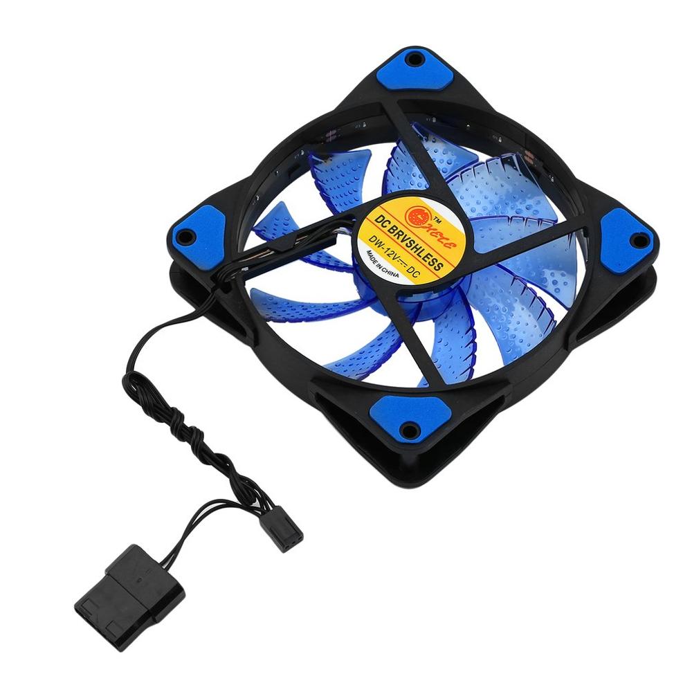 120mm 15 LED Ultra Silent Computer PC Case Cooling Fan CPU Cooler 12V With Rubber Quiet Molex Connector 3/4Pin Plug Fans Cooler: Blue